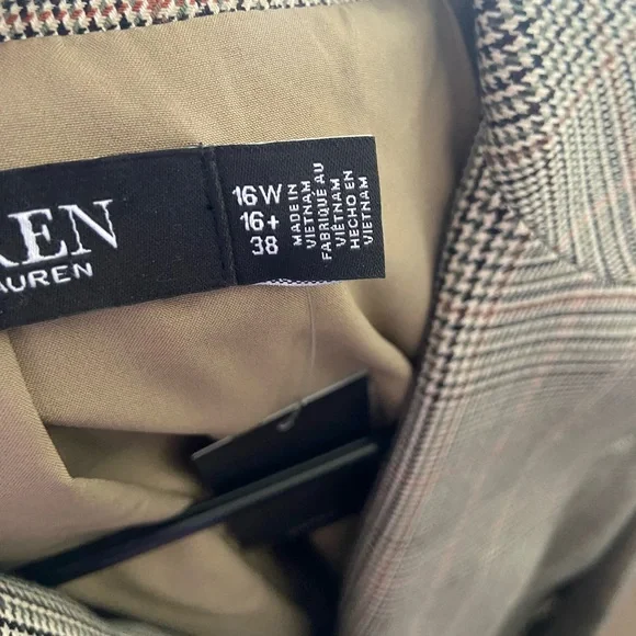 Lauren Ralph Lauren NWT Glen Plaid Cotton-Blend Twill Blazer - Picture 8 of 12
